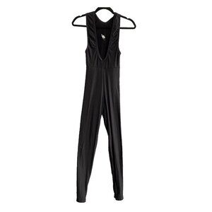 CASTELLI Men Bike Long One Piece Sz M Black Reflective Zip Ankle Sports 75-18